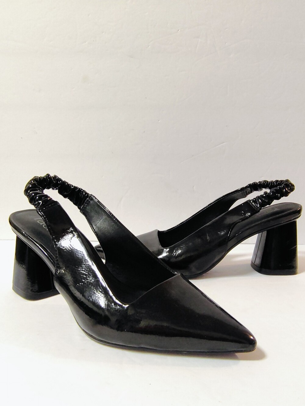 Nordstrom Rack Women's PU Pointed Toe Slip-On Block Heel Slingback Pumps Black 7